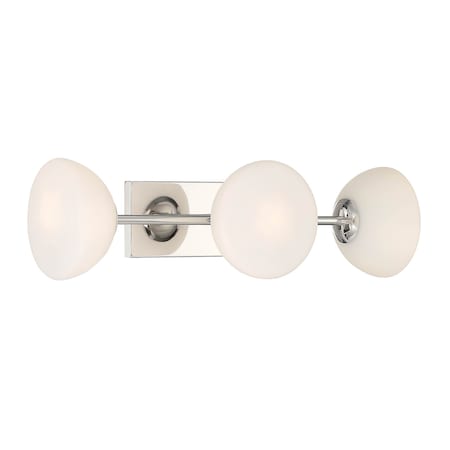 Designers Fountain Zio 24in 3-Light Polished Nickel Retro Modern Indoor Vanity Light with Etched Opal Glass Shades D270H-3B-PN